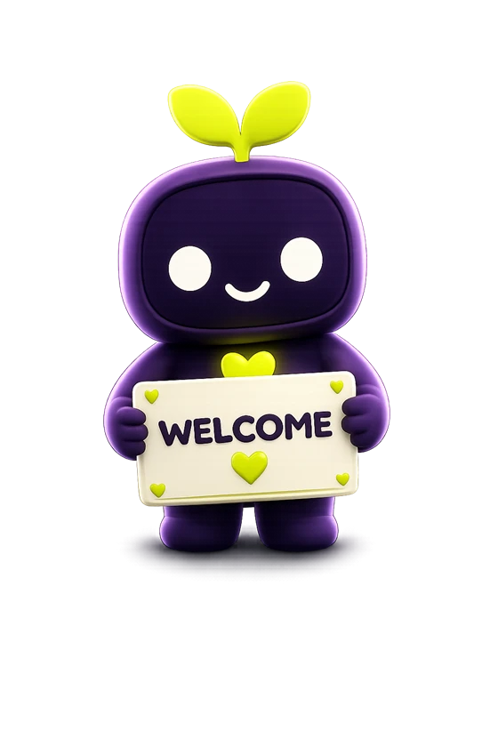 Minu holding a welcome sign